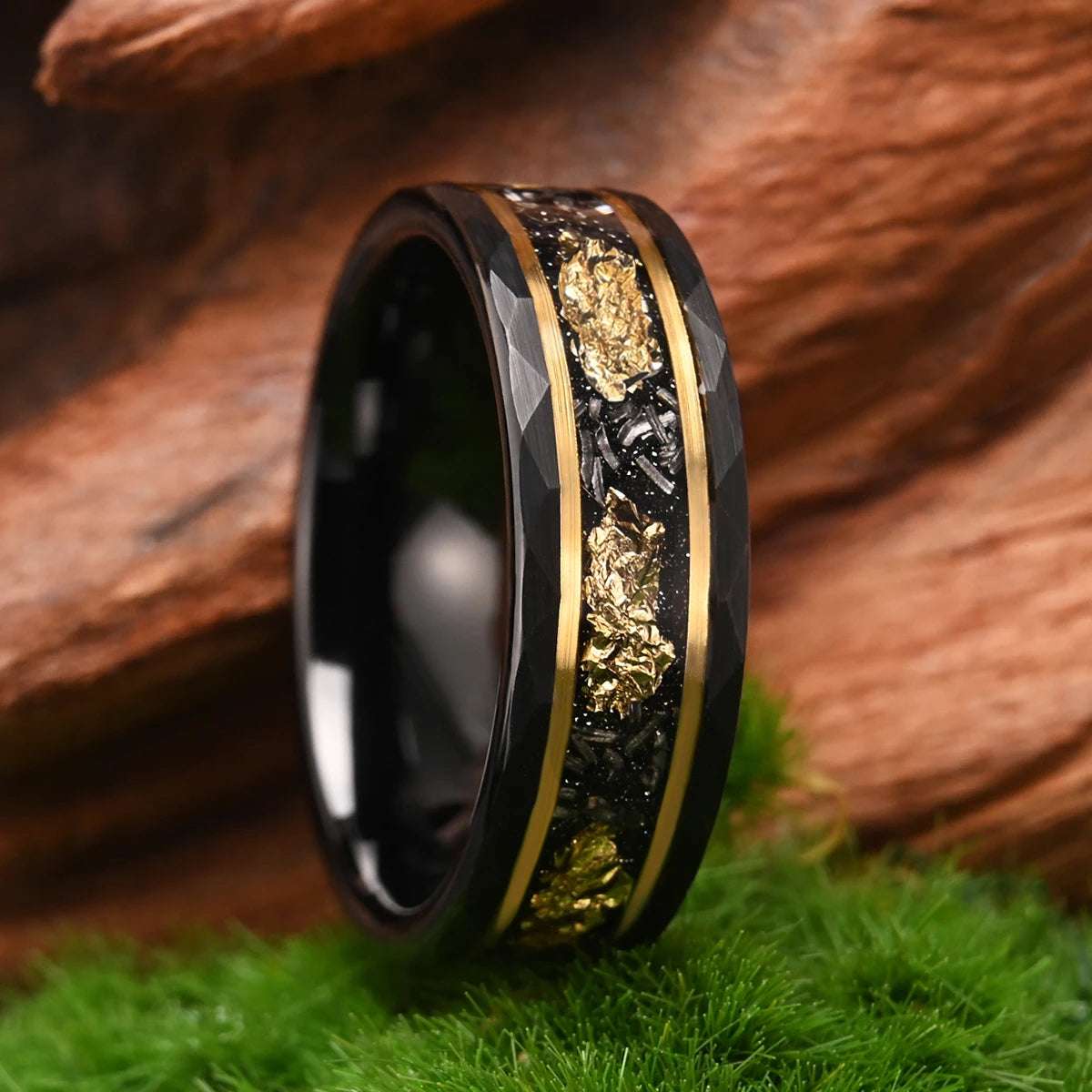 Gold foil inlay engagement ring