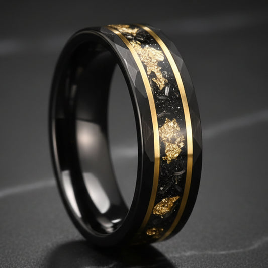 Gold foil inlay engagement ring