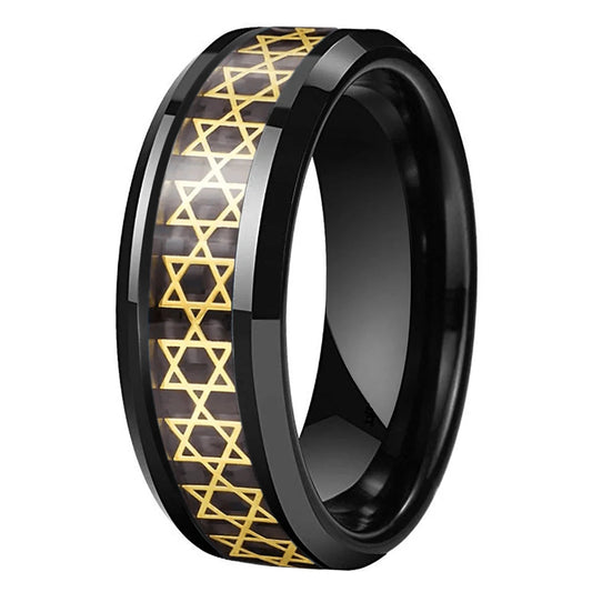 Golden Hexagram Star Tungsten Ring-Realtungsten Brand