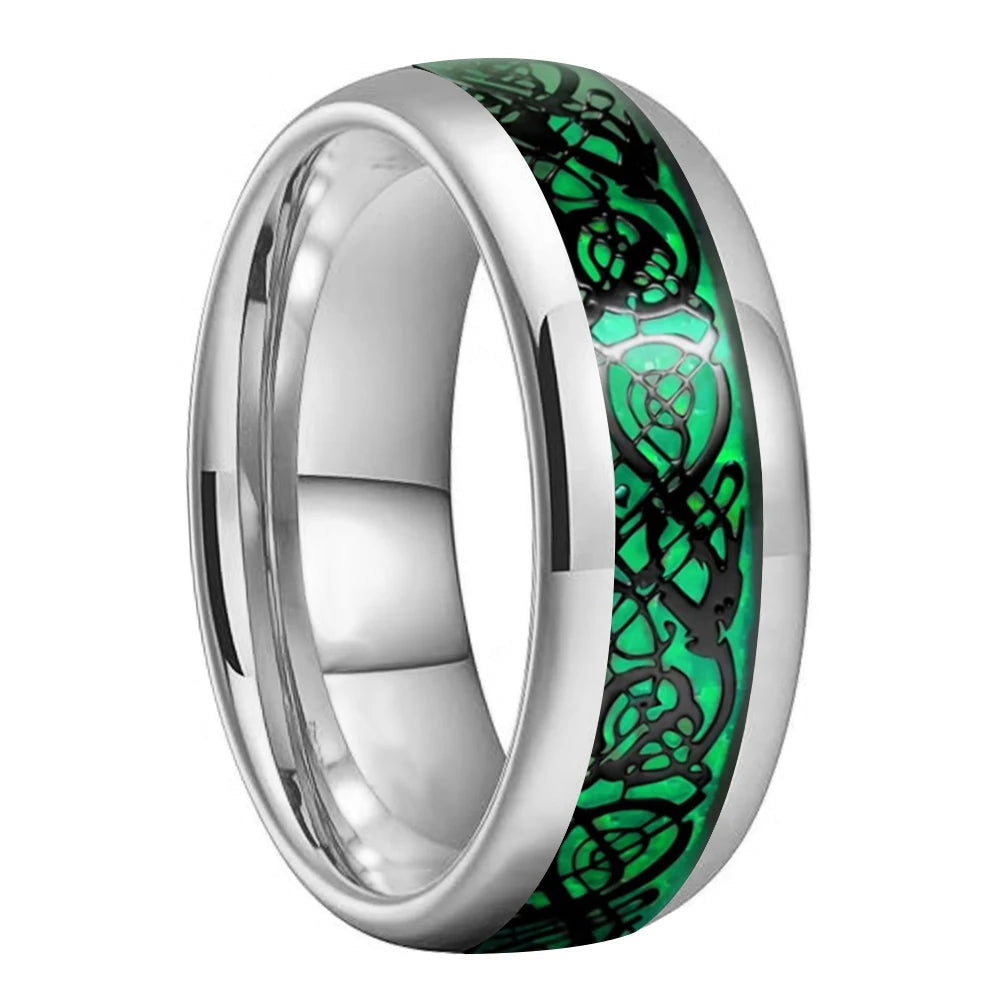 Green Dragon Carbon Fiber Tungsten Ring
