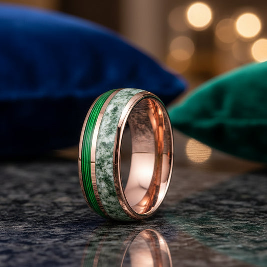 Green Guitar String Tungsten Ring