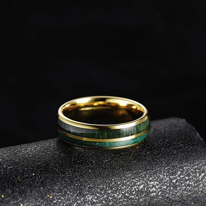 Green opal tungsten ring
