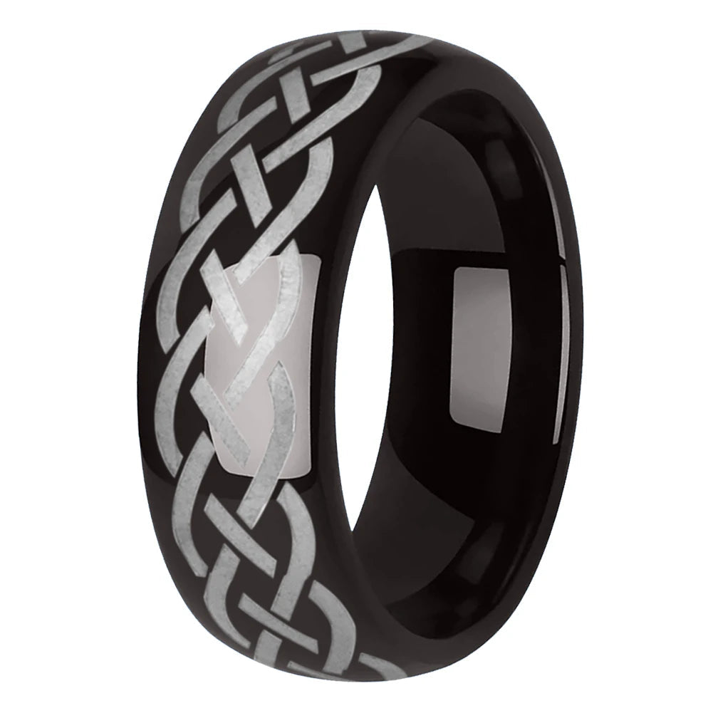 Gunmetal Viking Celtic Knot Tungsten Ring
