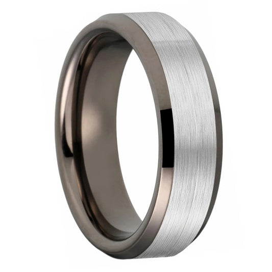 Gunmetal Tungsten Ring with Beveled Edges