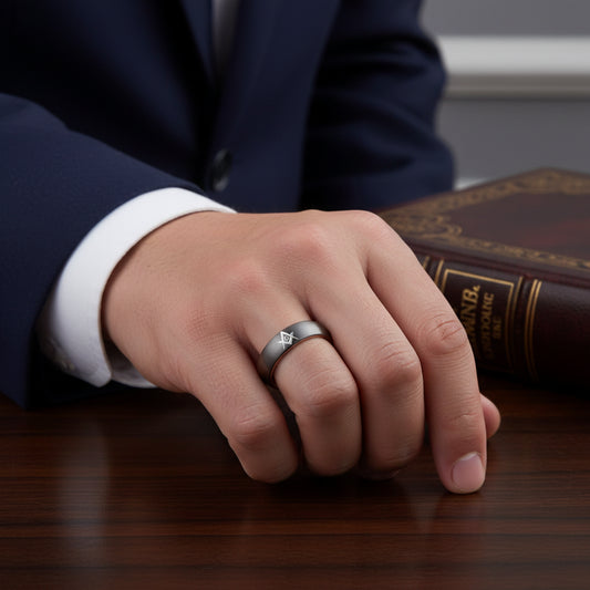 Gunmetal With Rose Gold Tungsten Masonic Ring