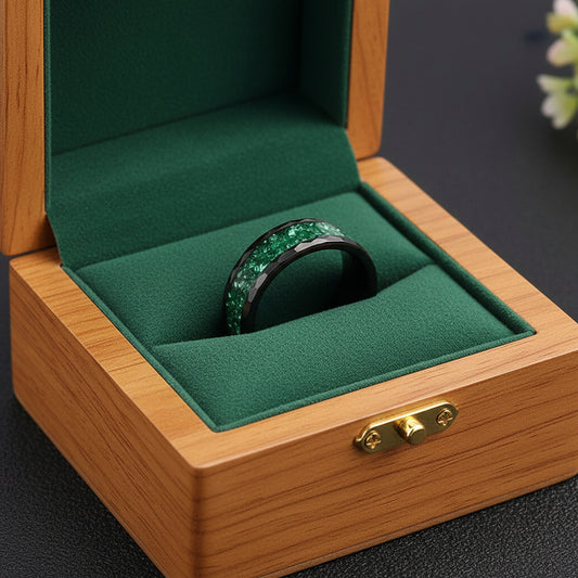 Hammered_Black_Tungsten_Ring_with_Crystal_Stone_Inlay