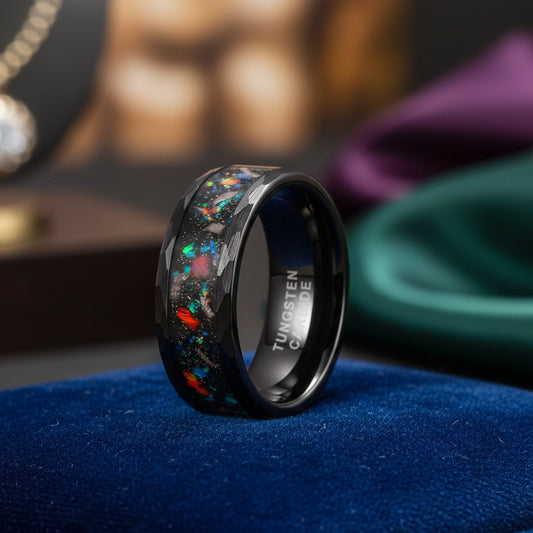 Hammered Meteorite Ring