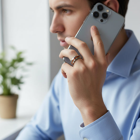 Hand-Cut Wood Inlay 8mm Tungsten Ring for Men