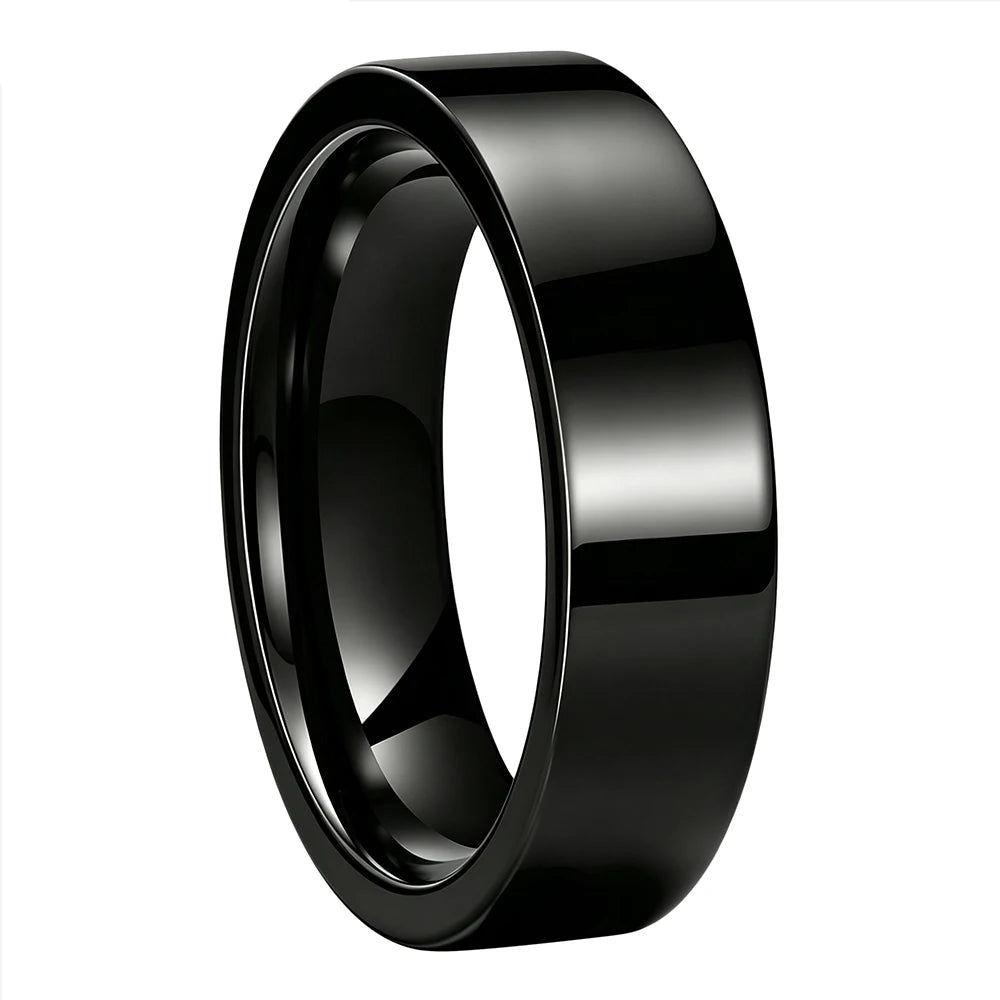High Polished Flat Tungsten Wedding Band