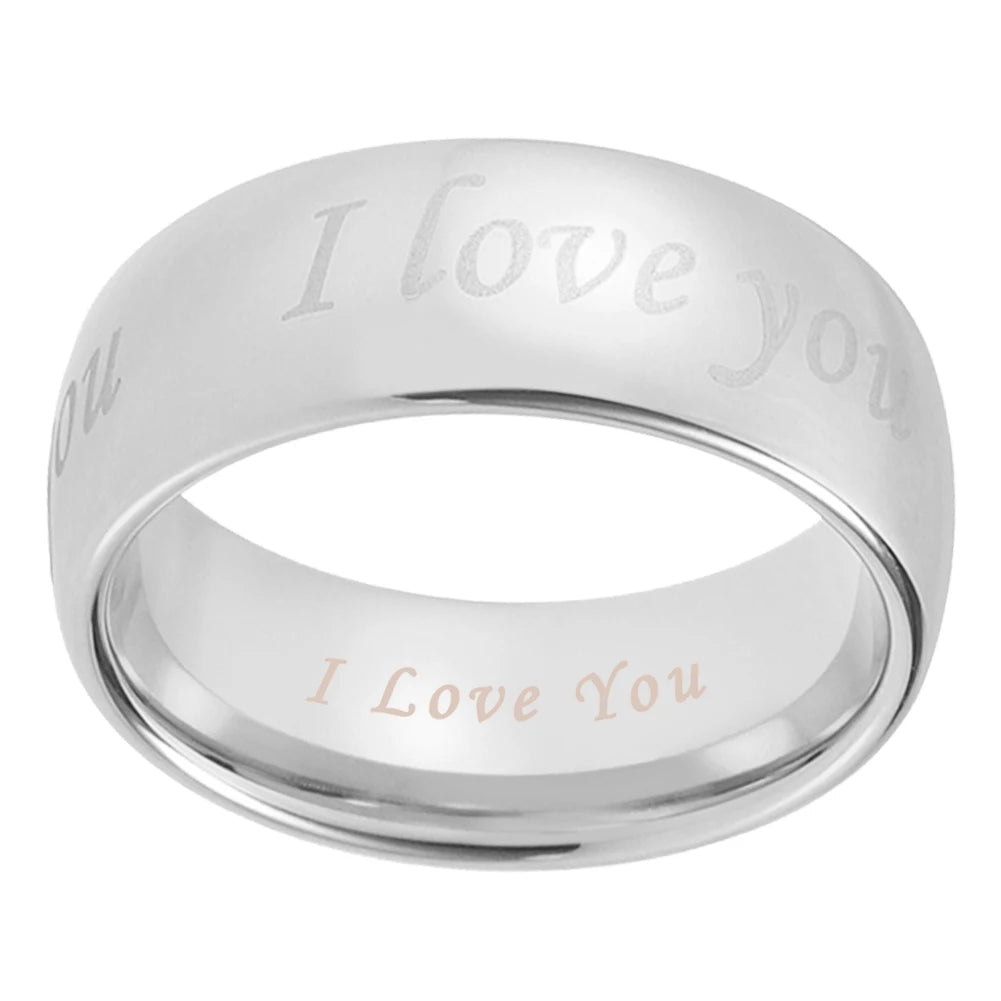 I Love You Engraved Tungsten Wedding Band