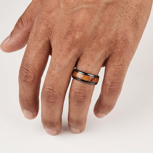 Koa Wood Tungsten Wedding Ring