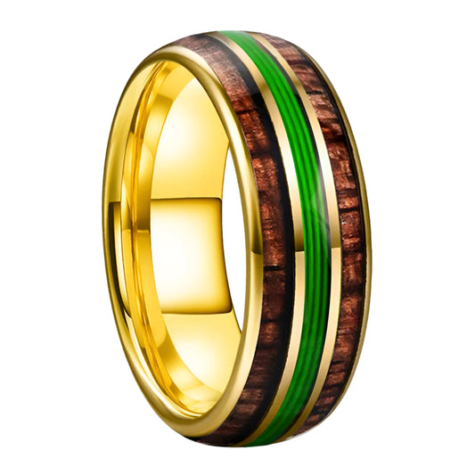 Koa Tungsten Hawaiian Wedding Ring