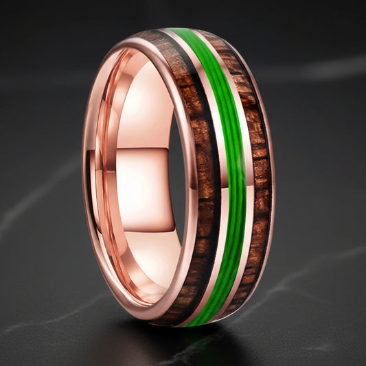 Koa Tungsten Hawaiian Wedding Ring