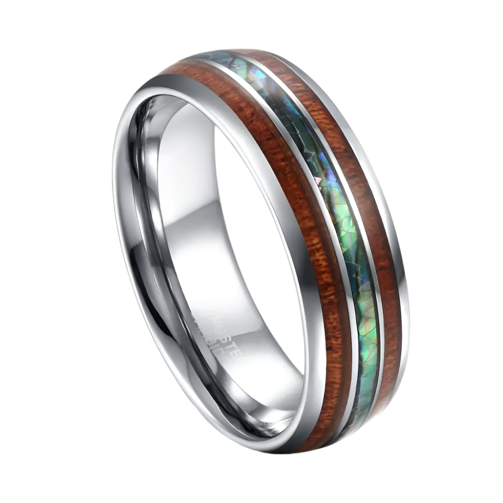 Koa Wood Tungsten Ring