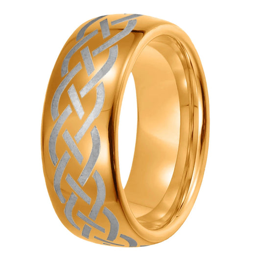 Laser-Carved Viking Celtic Knot Tungsten Wedding Band