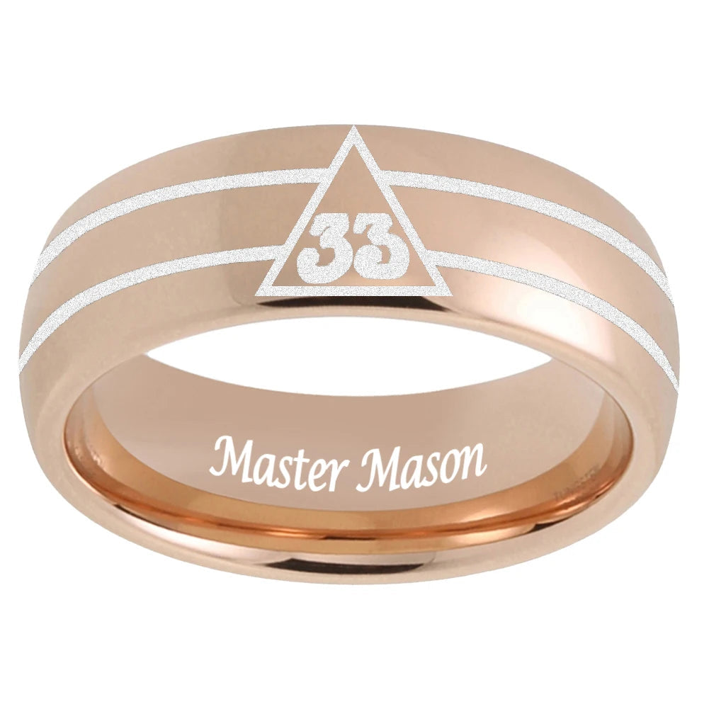 Laser-Engraved 33° Masonic Tungsten Ring