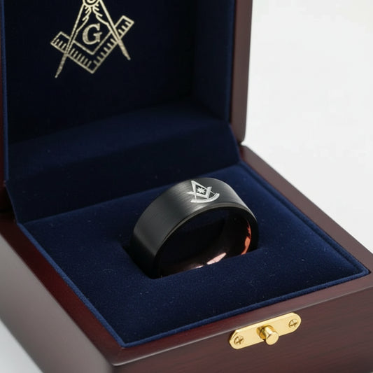 Past Master Masonic Tungsten Ring