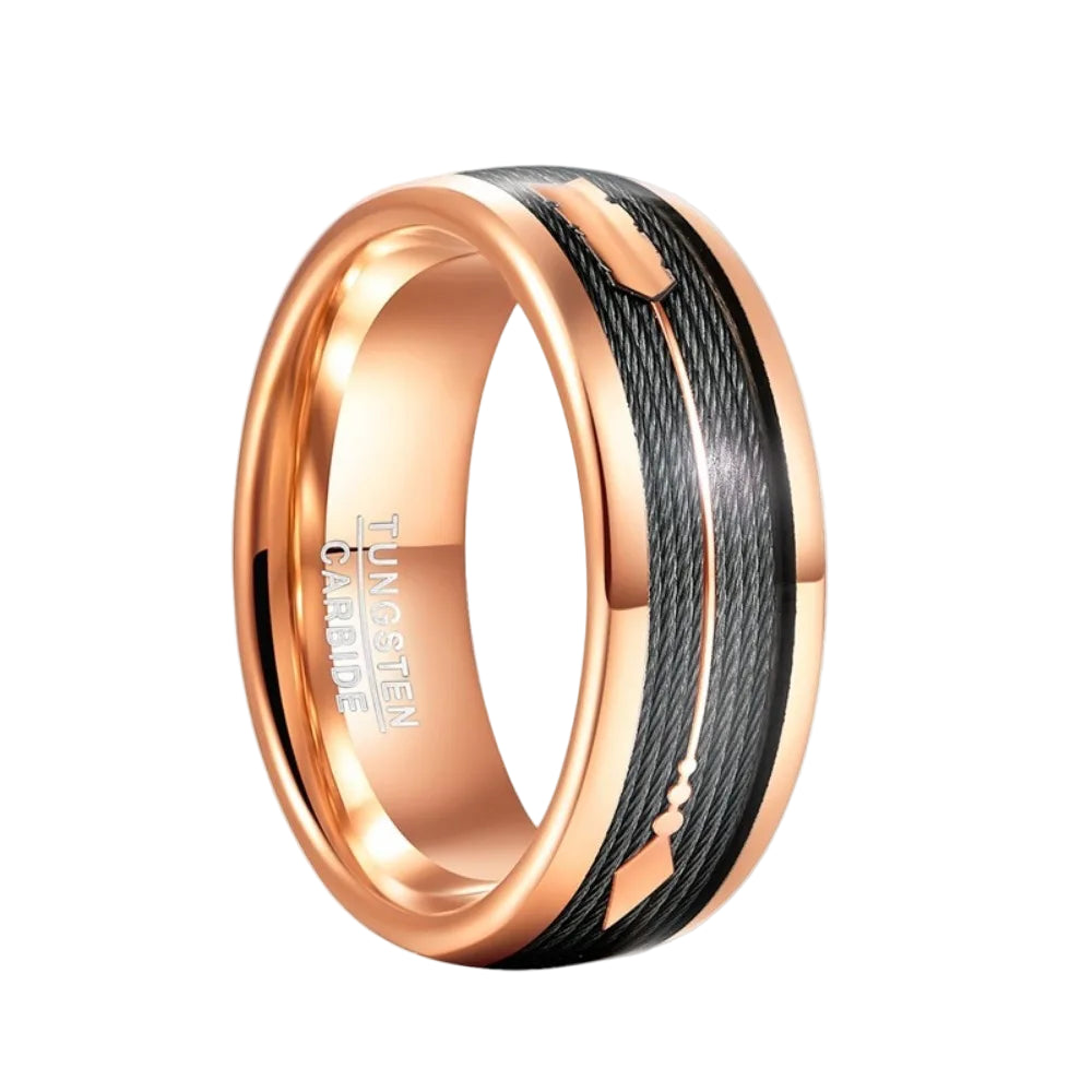 Men 8mm Tungsten Carbide Ring Rose Gold Arrow Design