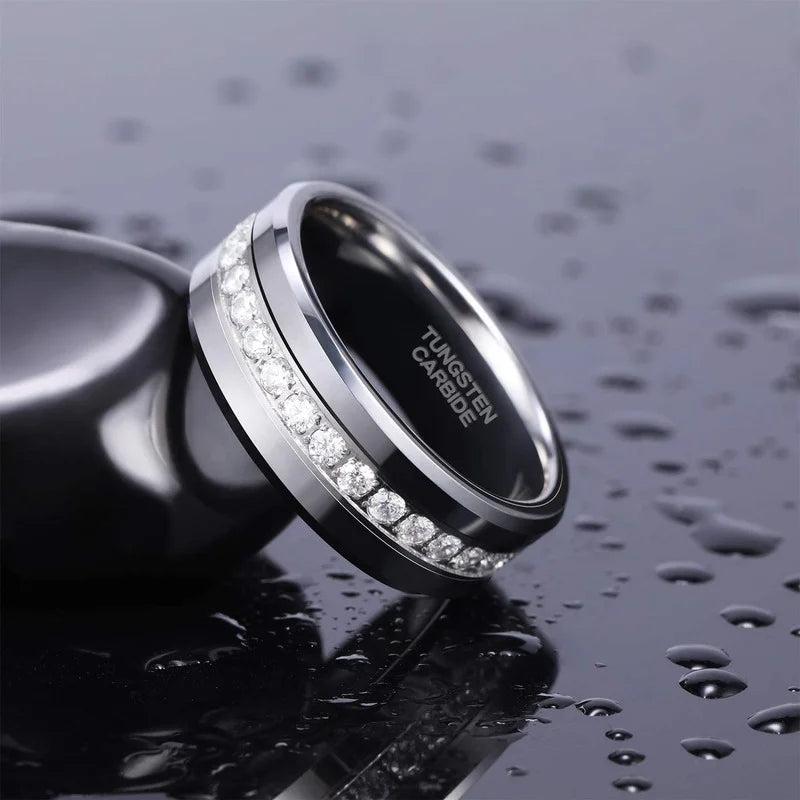 Mens Silver Tungsten Ring