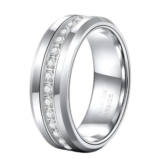 Mens Silver Tungsten Ring