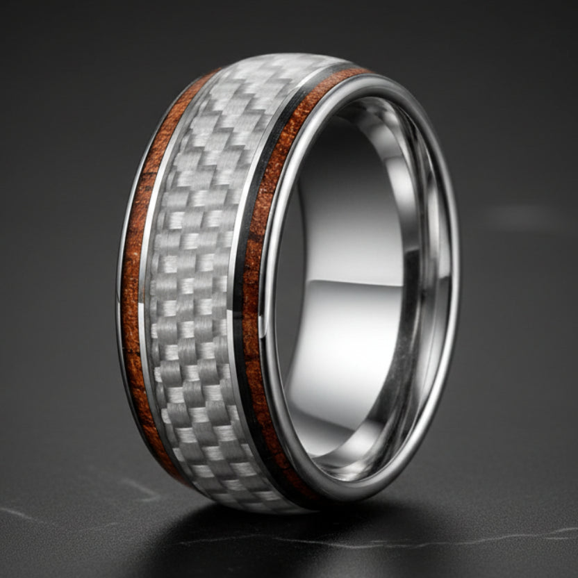Mens Tungsten Koa Wood Ring