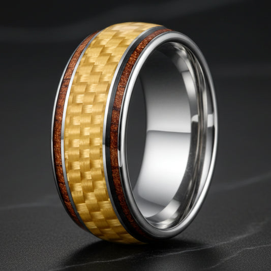 MENS-TUNGSTEN KOA WOOD RING