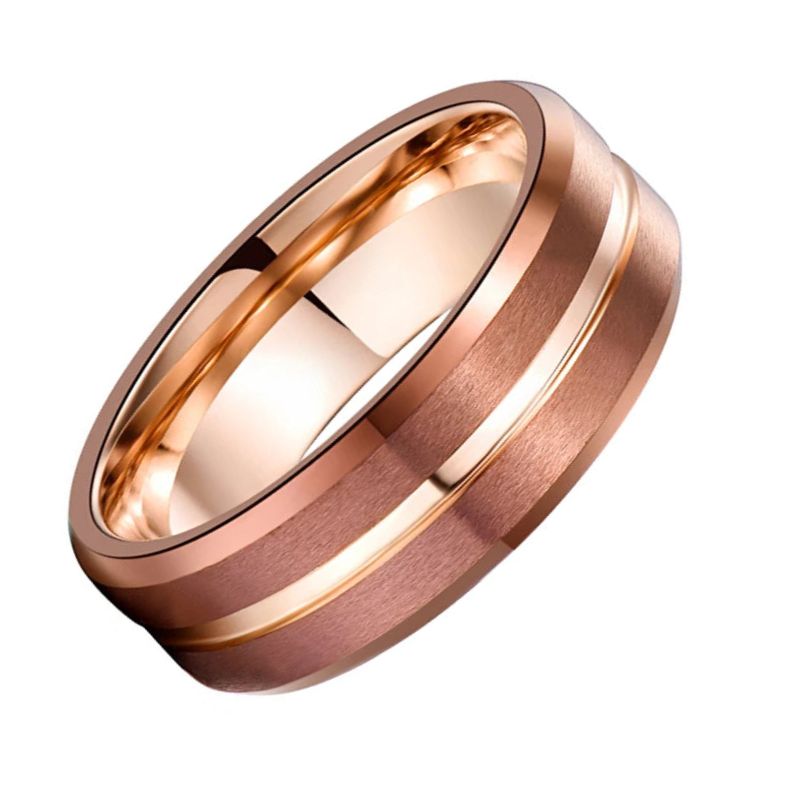 Mens Tungsten Wedding Bands with Rose Gold
