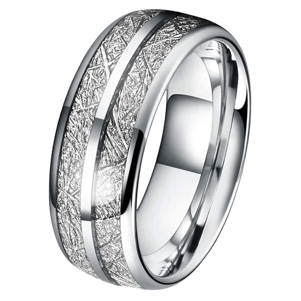 Mens Wedding Ring Tungsten Carbon Fiber