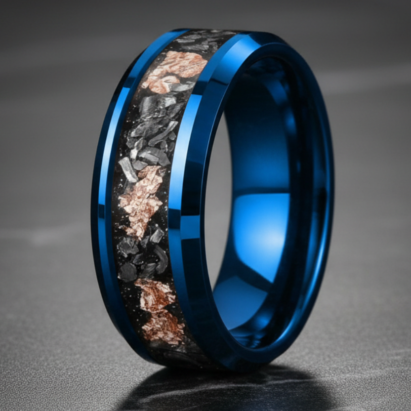 Meteorite_Rose-Gold-Inlay_Tungsten_Carbide_Ring