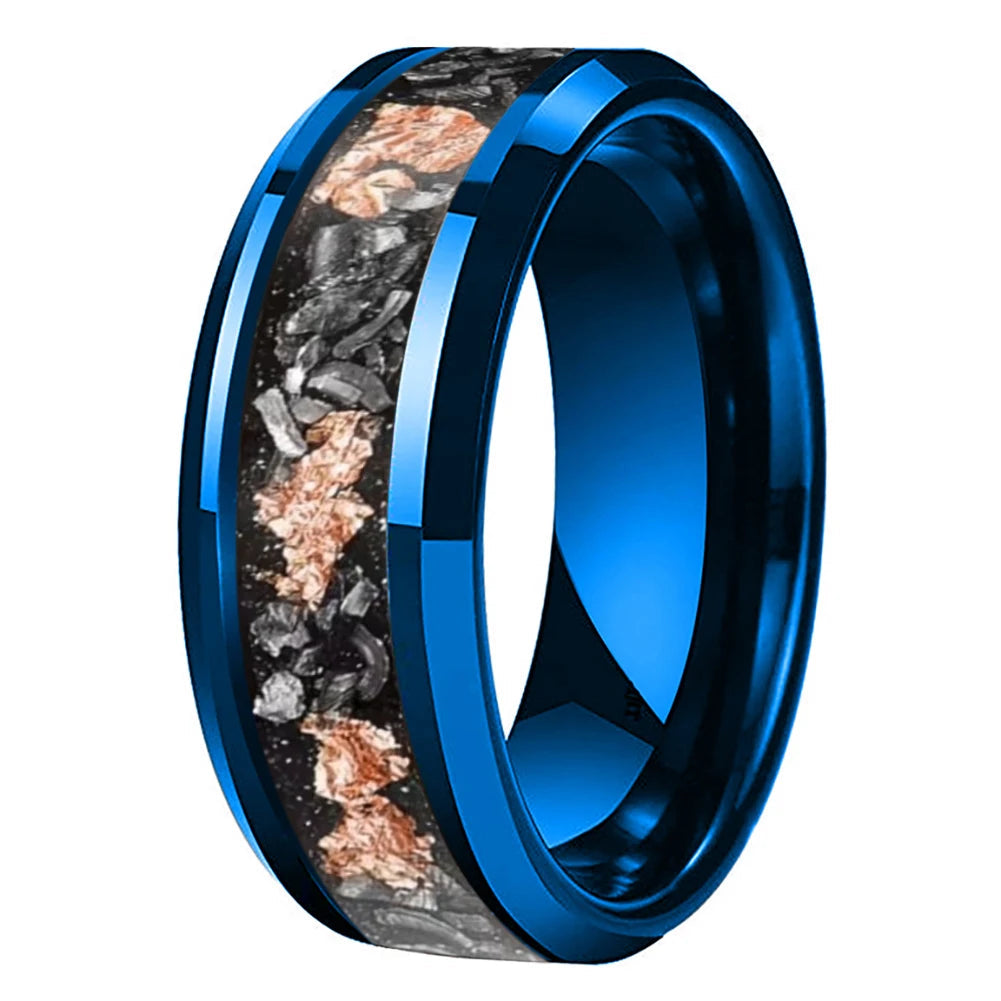 Meteorite Rose Gold Inlay Tungsten Carbide Ring