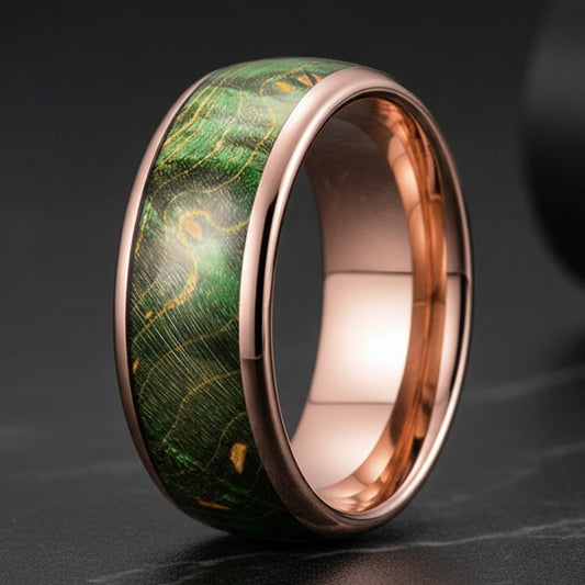 Multicolor Dyed Wood Tungsten Ring