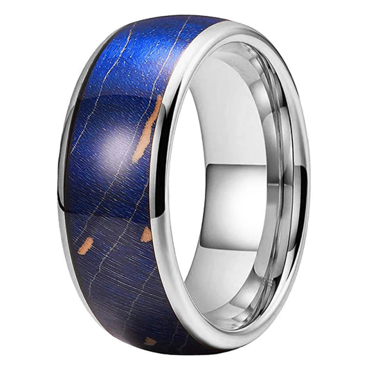 Multicolor Dyed Wood Tungsten Ring