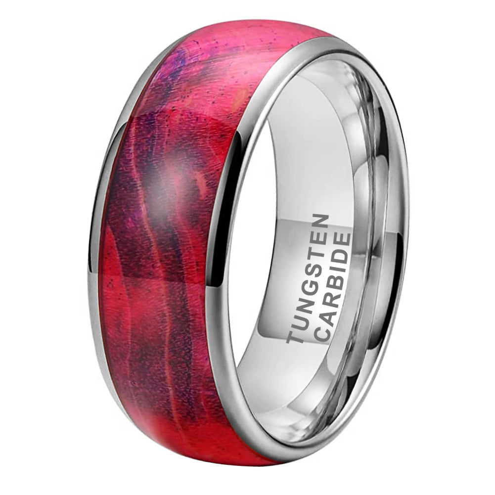 Multicolor Elder Wood Inlay Tungsten Wedding Band