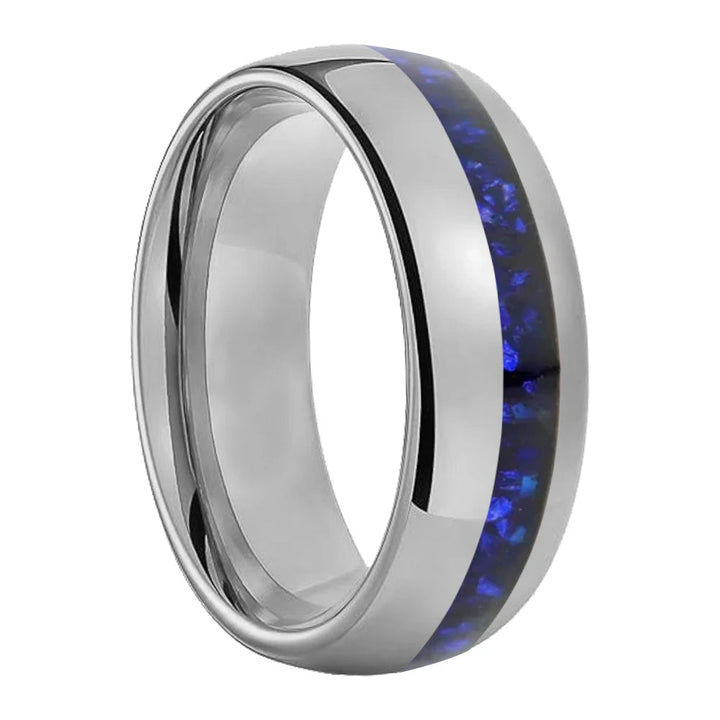 Offset Groove Crystal Tungsten Ring