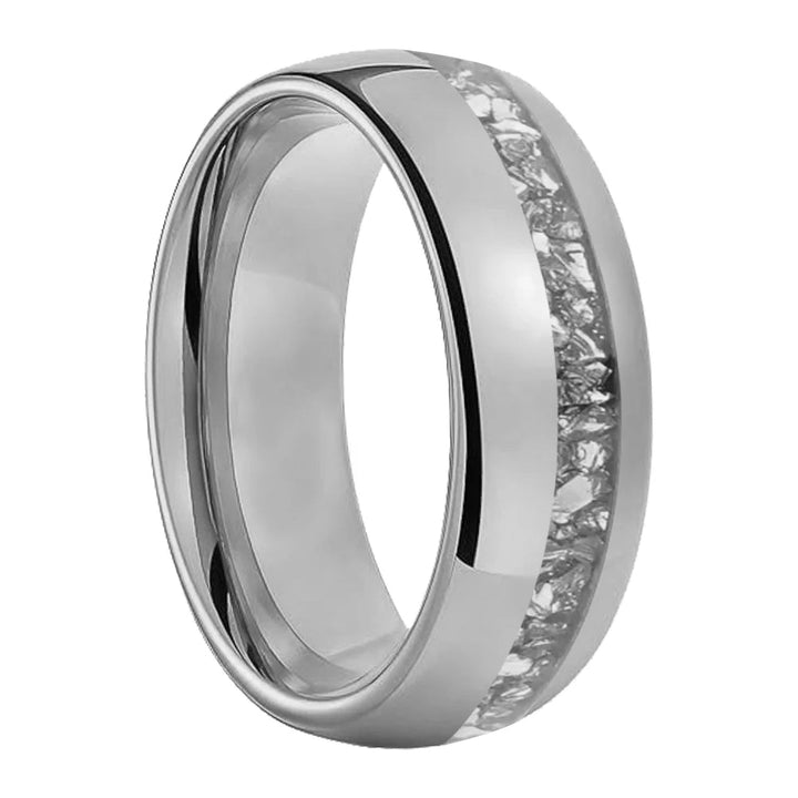 Offset Groove Crystal Tungsten Ring