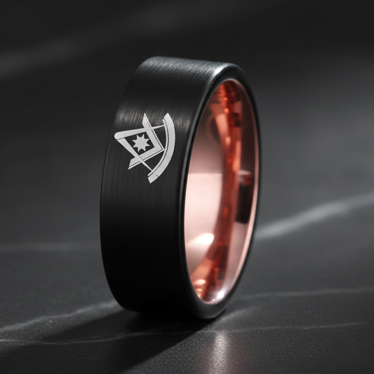 Past Master Masonic Tungsten Ring