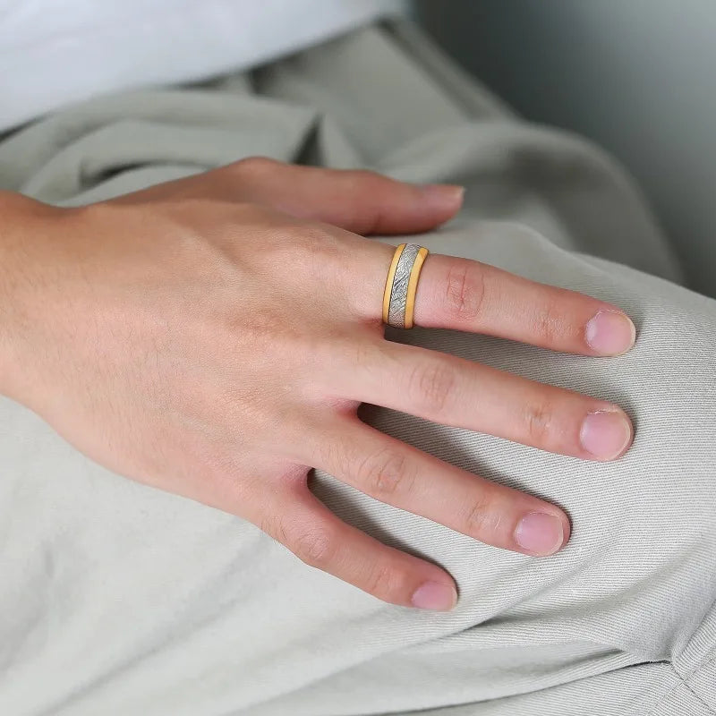 Polished gold men Tungsten carbide ring