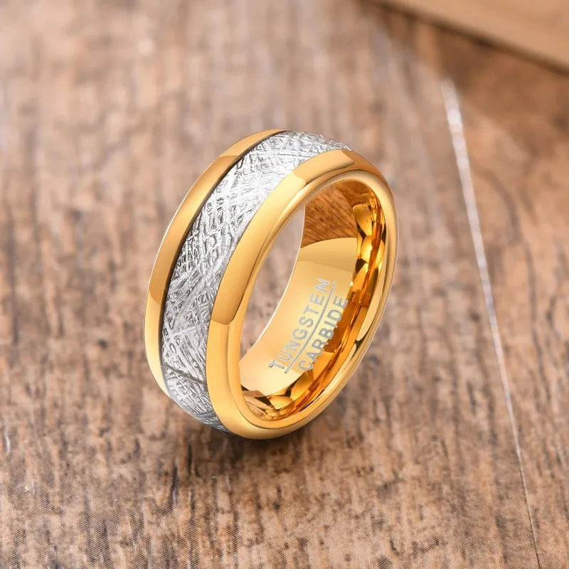 Polished gold men Tungsten carbide ring
