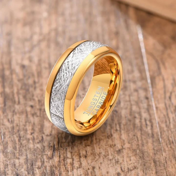 Polished gold men Tungsten carbide ring
