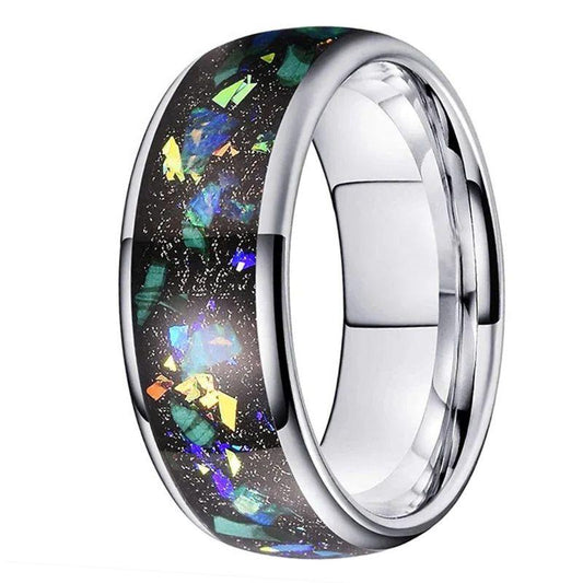 Punk Crushed Opal Tungsten Ring