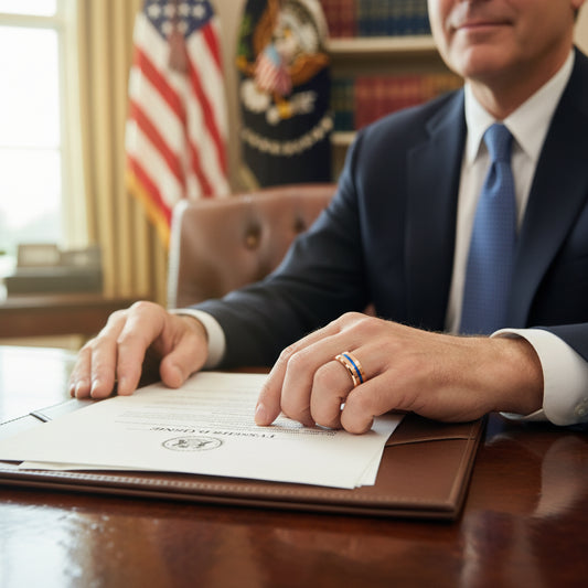 Rose Gold & blue Tungsten Carbide Ring