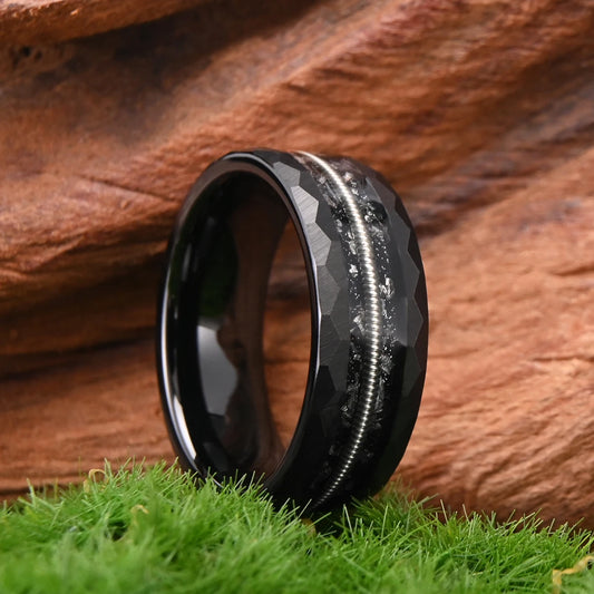Hammered Tungsten Carbide Ring