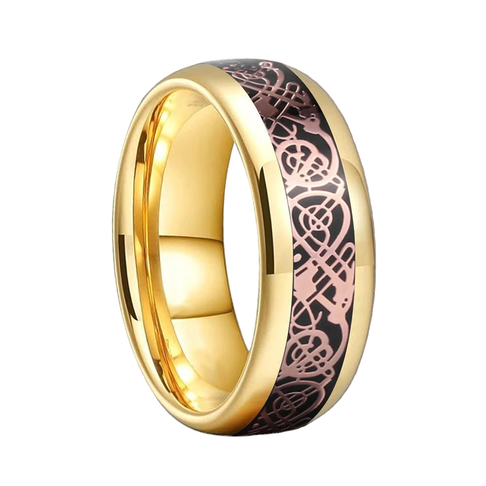 Rose Gold Dragon & Carbon Fiber Tungsten Ring