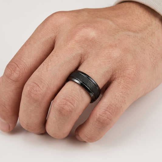 Sandblasted Tungsten Ring