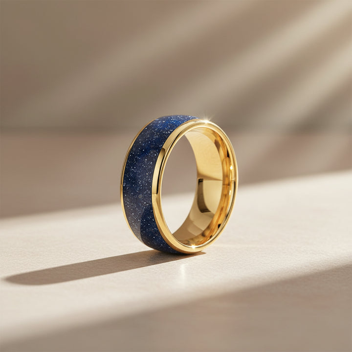 Blue Sandstone 'Galaxy' Tungsten Ring - Comfort Fit (6/8mm)