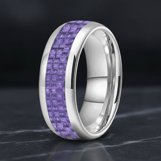 Purple Carbon Fiber Tungsten Ring