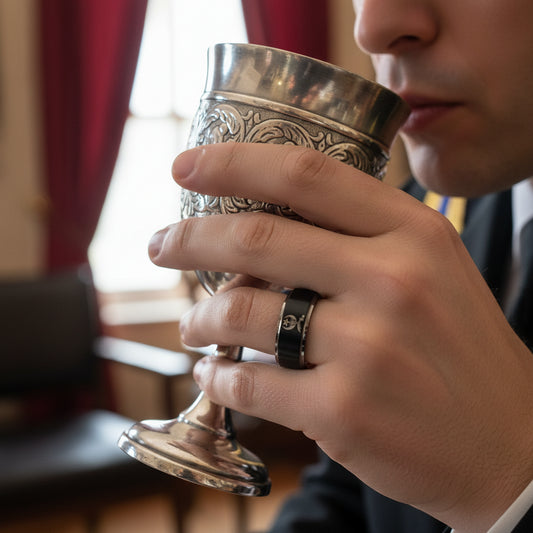 Shriner Masonic tungsten ring