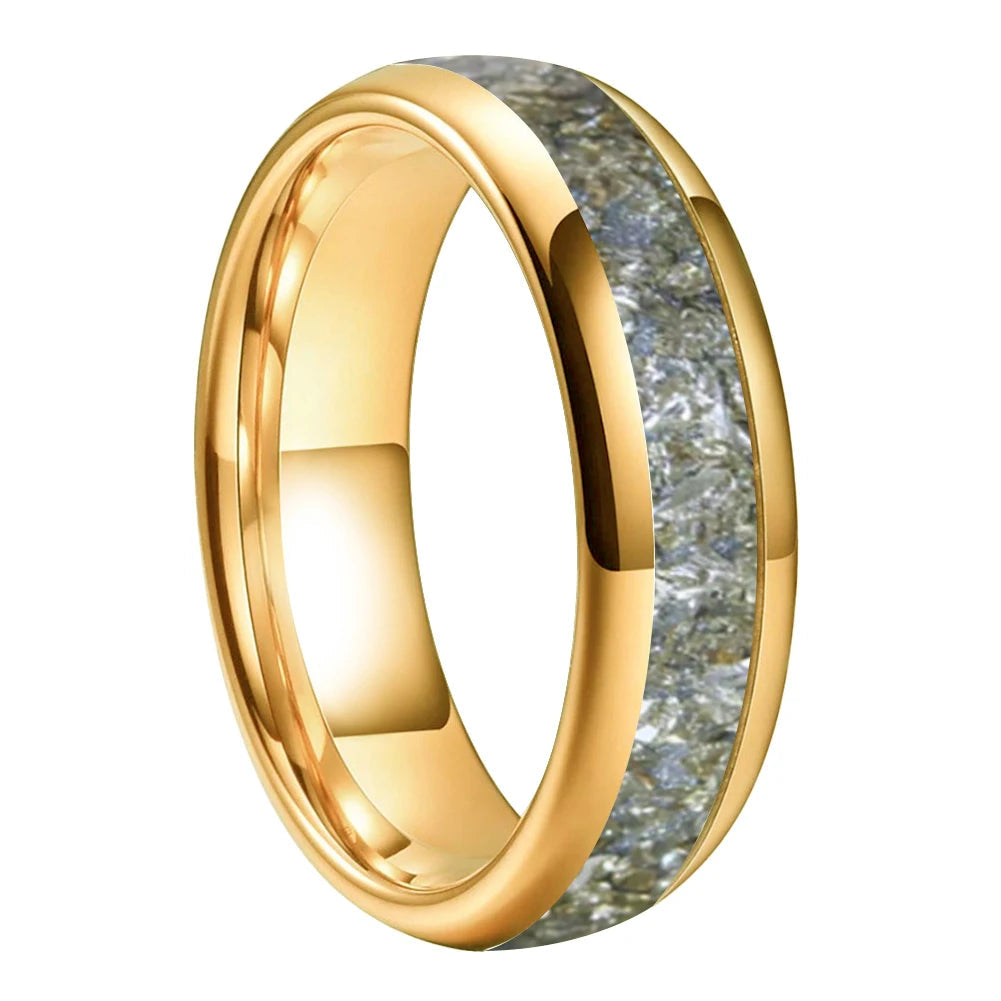 Silver Glassy Inlay Tungsten Wedding Ring