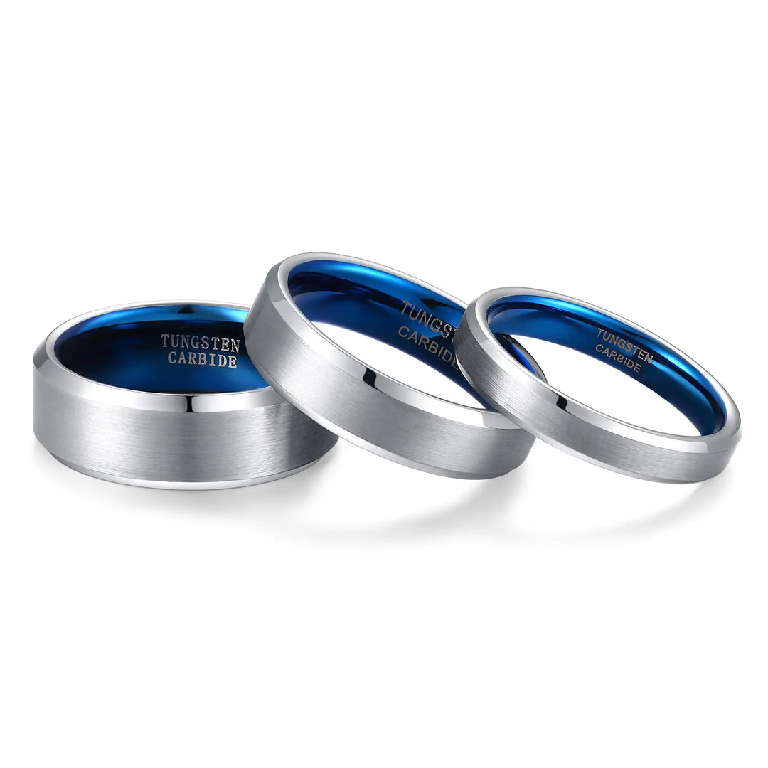 Silver and Blue Tungsten Ring