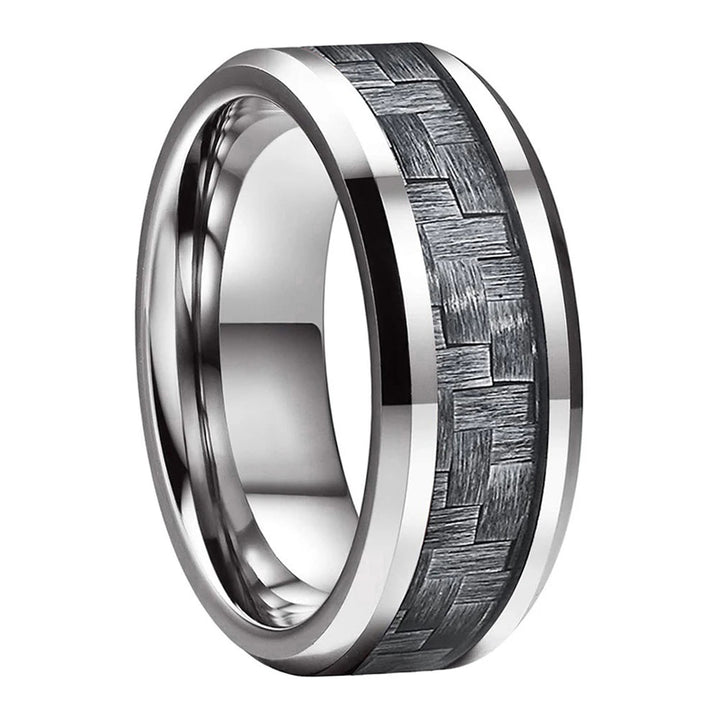 Silver Carbon Fiber Wedding Band